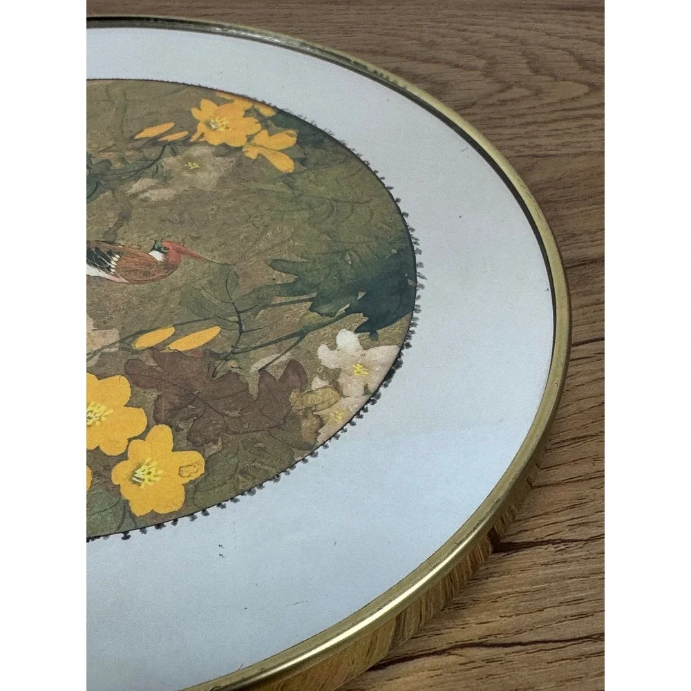 Brytone Round Wall Mirror Vintage Bird Floral Gold Frame 8 in New York NY